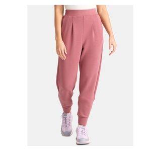 Avia Women's ScubaKnit Pleat Joggers with Pockets NWT L Light Burgundy Red